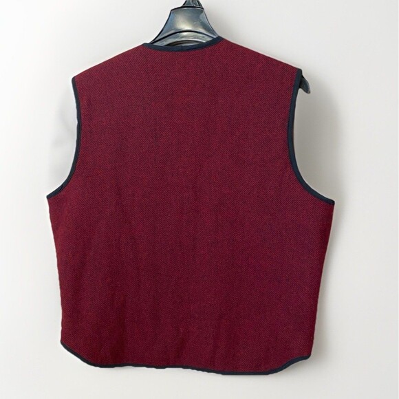 VTG Woolrich Vest Mens Large Red Black Wool Sherpa Lined Zip Lumberjack Outdoor - Picture 5 of 10